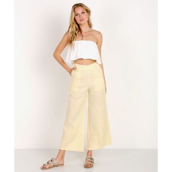 Faithfull the Brand Pants - Faithfull the Brand Yellow Wide Leg Pants
